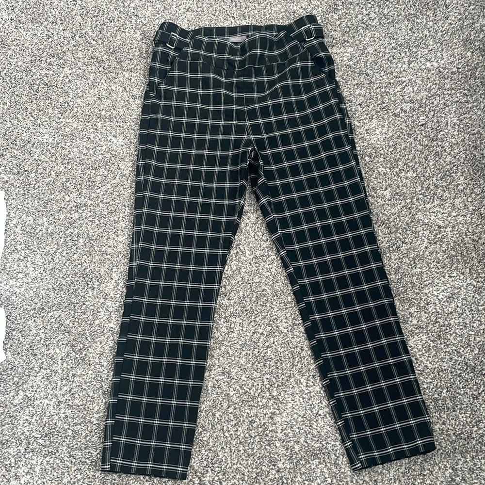 Woman’s plaid pants